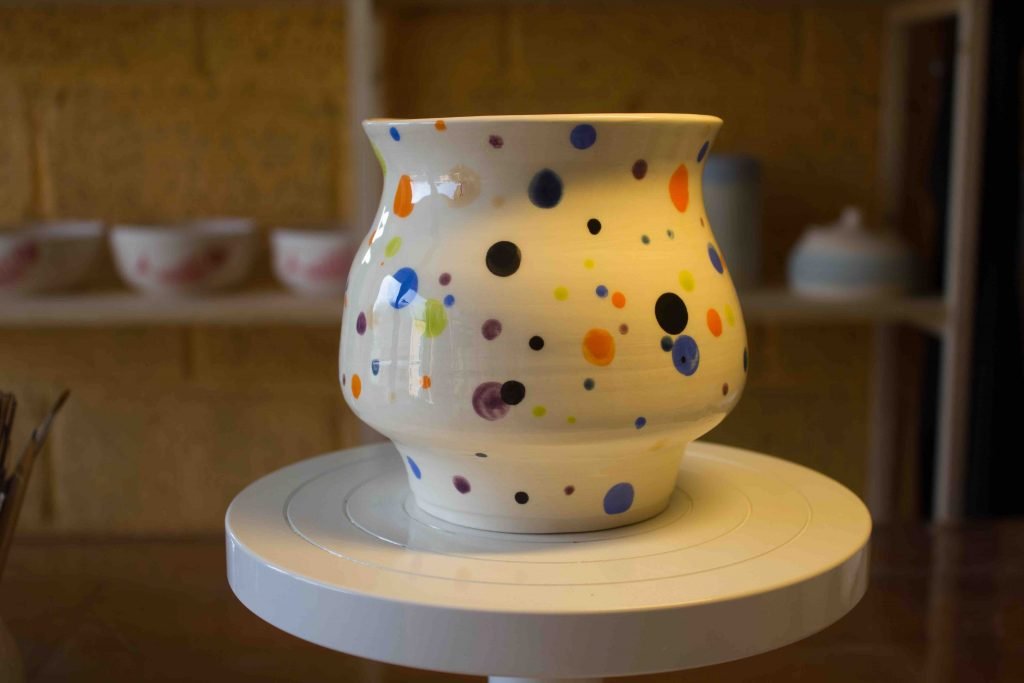 20210309-O-Vase céramique émaillé décor pois multicolores-12-0-0-13.5-630-CER-0.00