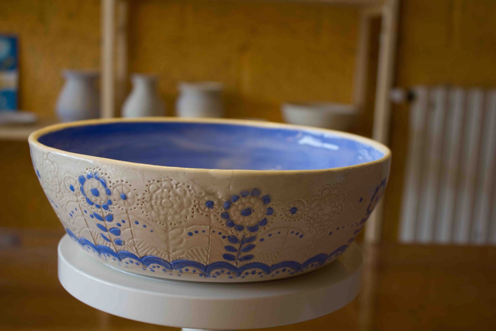 20210351-P-Saladier céramique émaillé décor bleu & blanc-25-0-0-8-137-CER-0.00